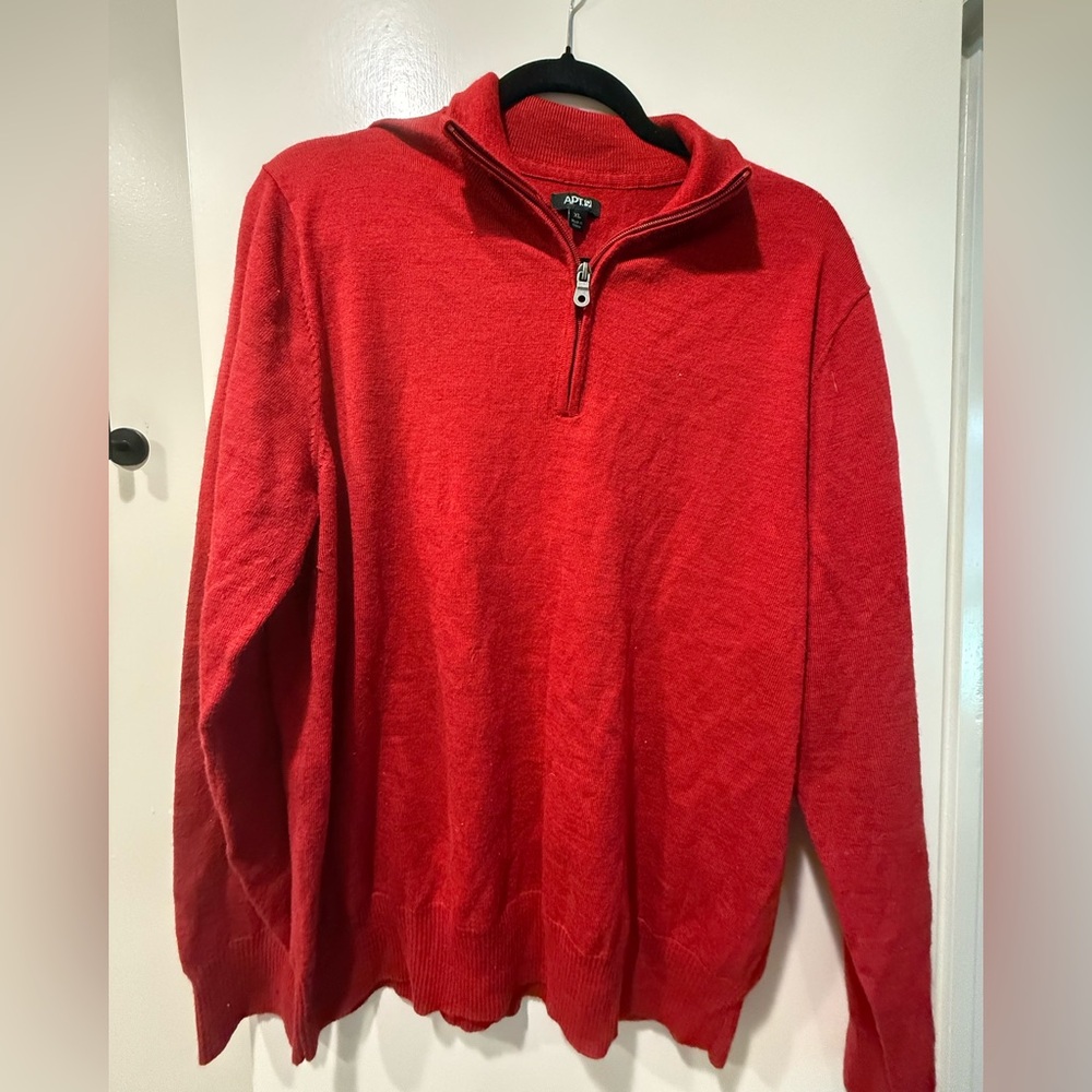 Red Wool quarter zip pull over